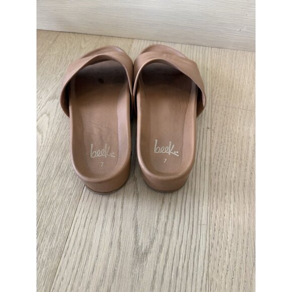 Beek Gallito Leather Slide Sandals Brown Platform Slip On Shoes Women’s 7 US 37 - Picture 5 of 7